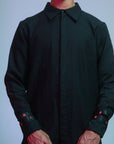 Deconstructed-Sleeves Embroidery Shirt