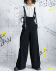 Deconstructed Corset-Like Wide-Leg Trousers with Suspenders