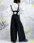 Deconstructed Corset-Like Wide-Leg Trousers with Suspenders