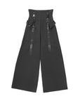 Deconstructed Corset-Like Wide-Leg Trousers with Suspenders
