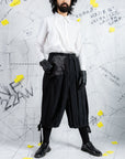 Deconstructed Pleated Wide-Leg Shorts