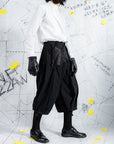 Deconstructed Pleated Wide-Leg Shorts