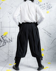 Deconstructed Pleated Wide-Leg Shorts