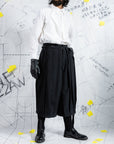 Deconstructed Pleated Wide-Leg Shorts