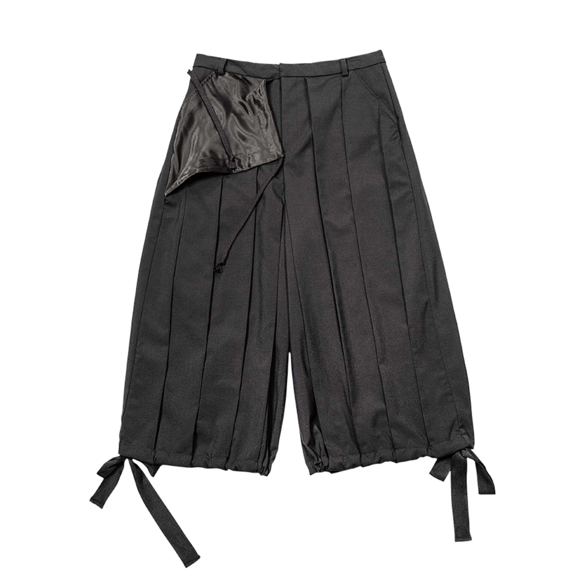 Deconstructed Pleated Wide-Leg Shorts
