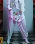 White Harlem Style Pleated Suit Pants