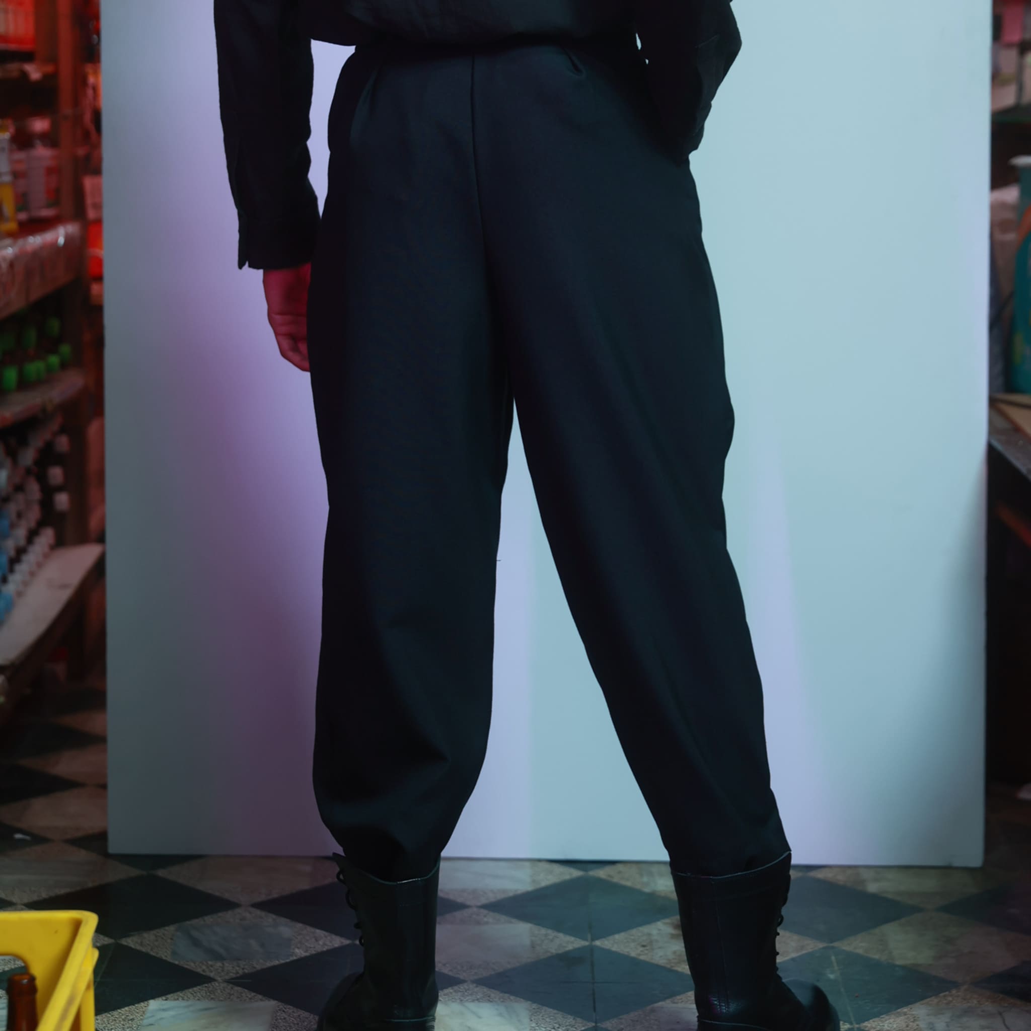 black pleated dress pants Black Sheer Mesh Ruched Bodycon Midaxi Dress main image 1