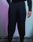 Black Harlem Style Pleated Suit Pants