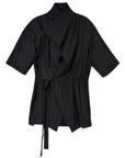 Kimono Style Deconstructed Shirt With Short Sleeves