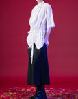 Kimono Style Deconstructed Shirt With Short Sleeves