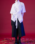 Kimono Style Deconstructed Shirt With Short Sleeves