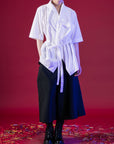 Kimono Style Deconstructed Shirt With Short Sleeves