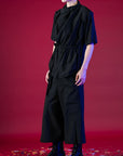 Kimono Style Deconstructed Shirt With Short Sleeves