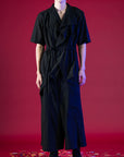 Kimono Style Deconstructed Shirt With Short Sleeves