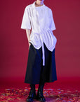Kimono Style Deconstructed Shirt With Short Sleeves