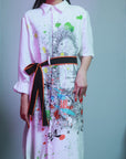 Long Pattern Grunge Printing Shirt