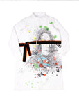 Long Pattern Grunge Printing Shirt