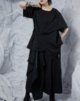 Short Sleeve Top with Draping Pocket