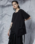 Short Sleeve Top with Draping Pocket