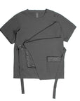 Short Sleeve Top with Draping Pocket