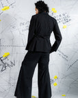 Shoulder Cutout Tied Waist Blazer