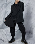Side Draping Buckle Suit