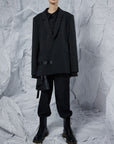 Side Draping Buckle Suit