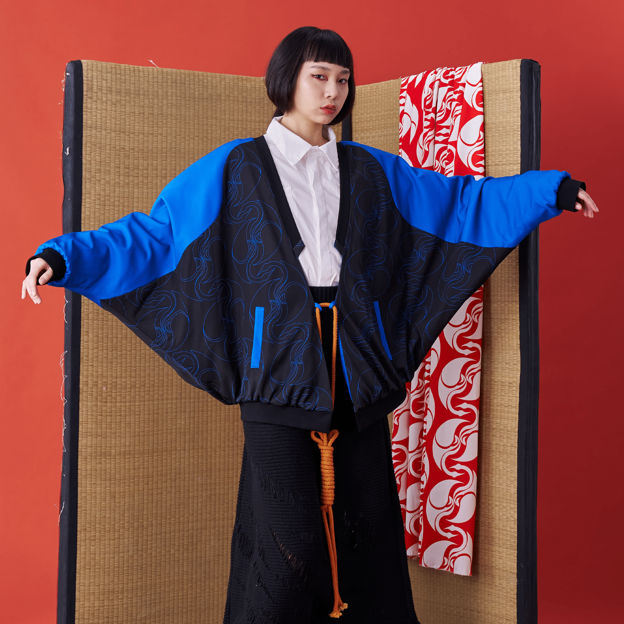Deconstructed Japanese Kimono-inspired Baseball Jacket - Avant Gardist