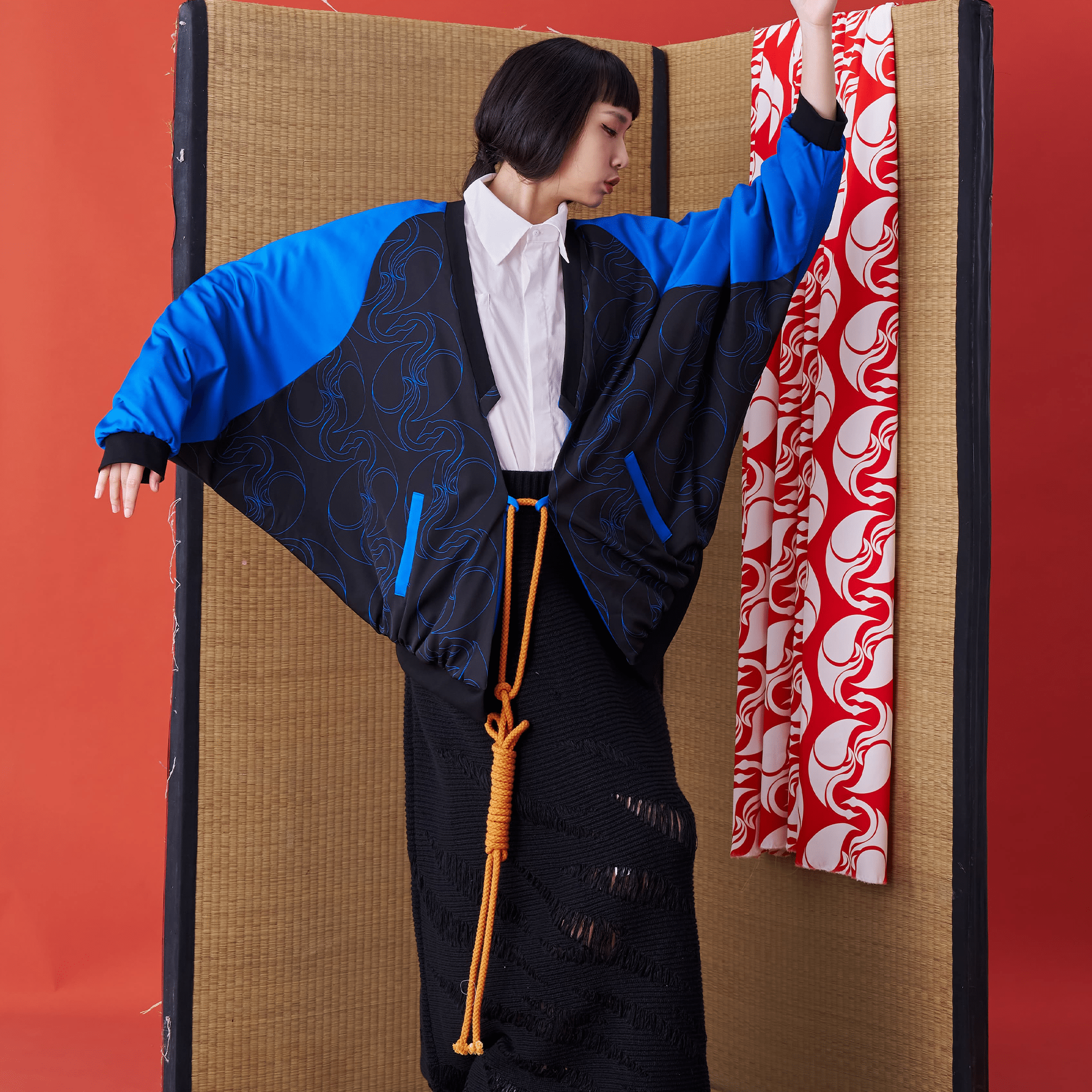 Deconstructed Japanese Kimono-inspired Baseball Jacket - Avant Gardist