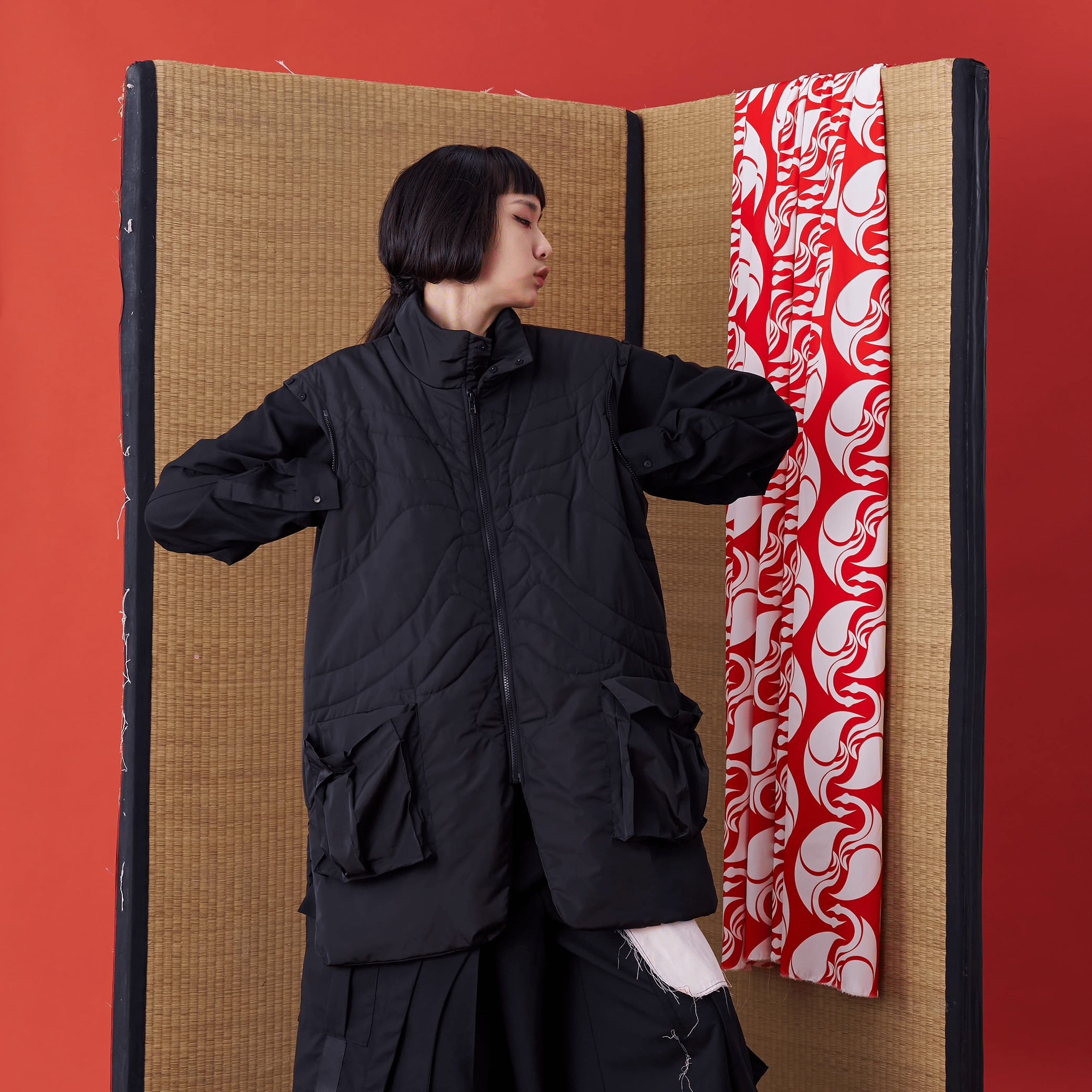 Kabuki Face Mask Quilted Vest - Avant Gardist
