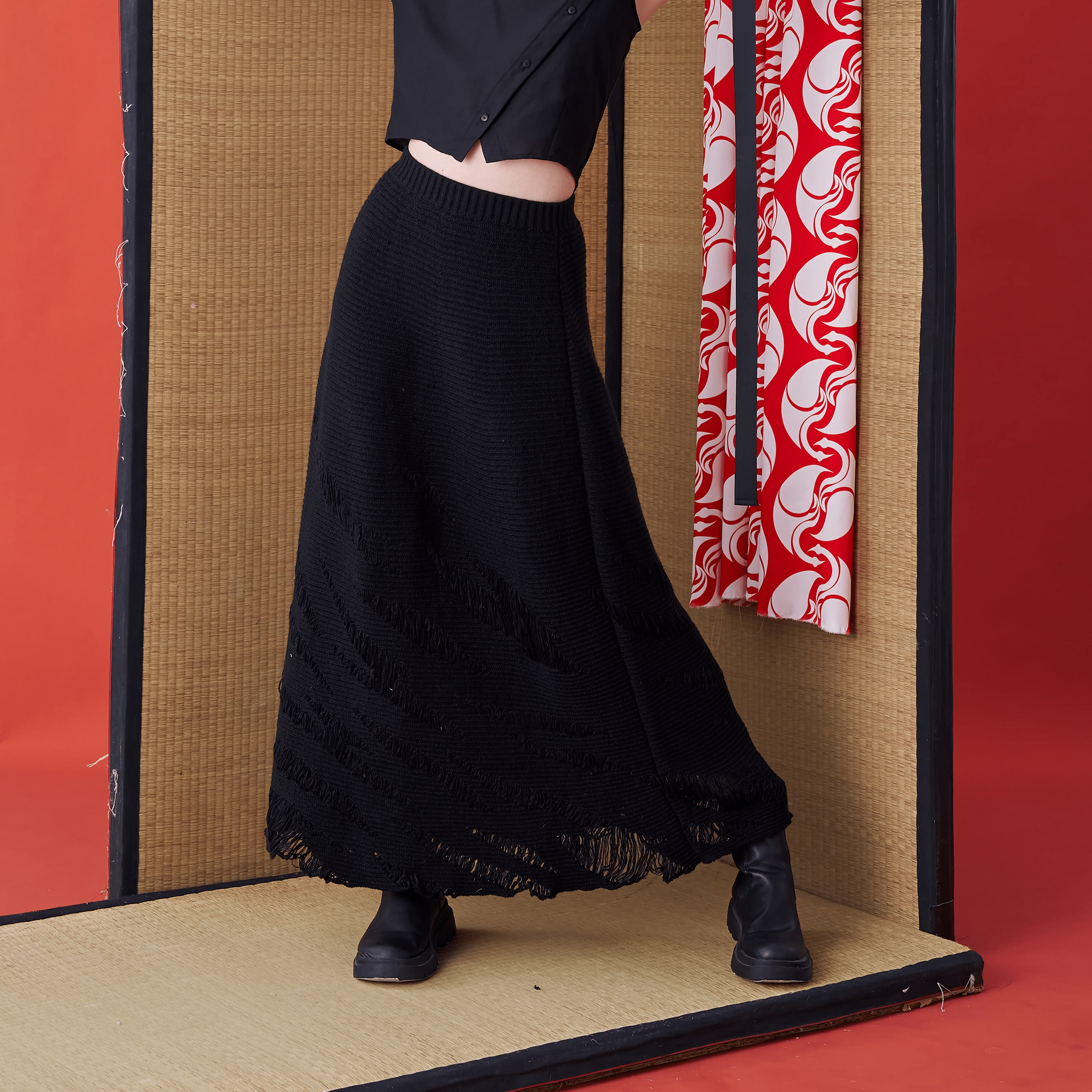 Deconstructed Tiger Stripe Knit Skirt - Avant Gardist