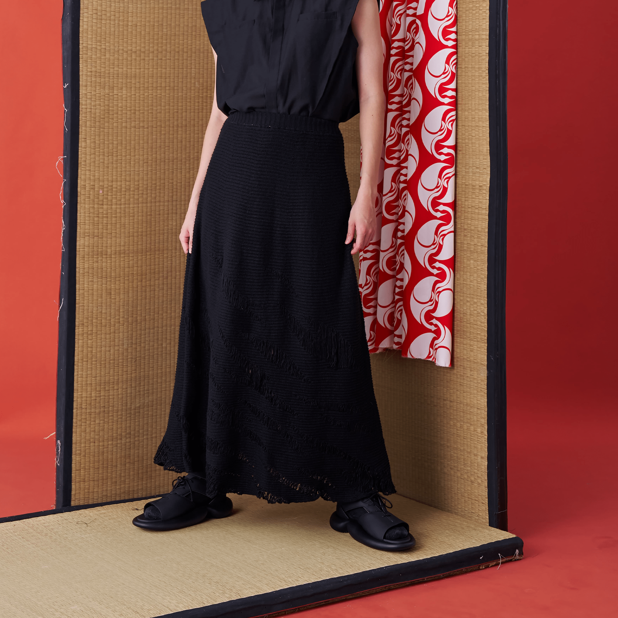 Deconstructed Tiger Stripe Knit Skirt - Avant Gardist