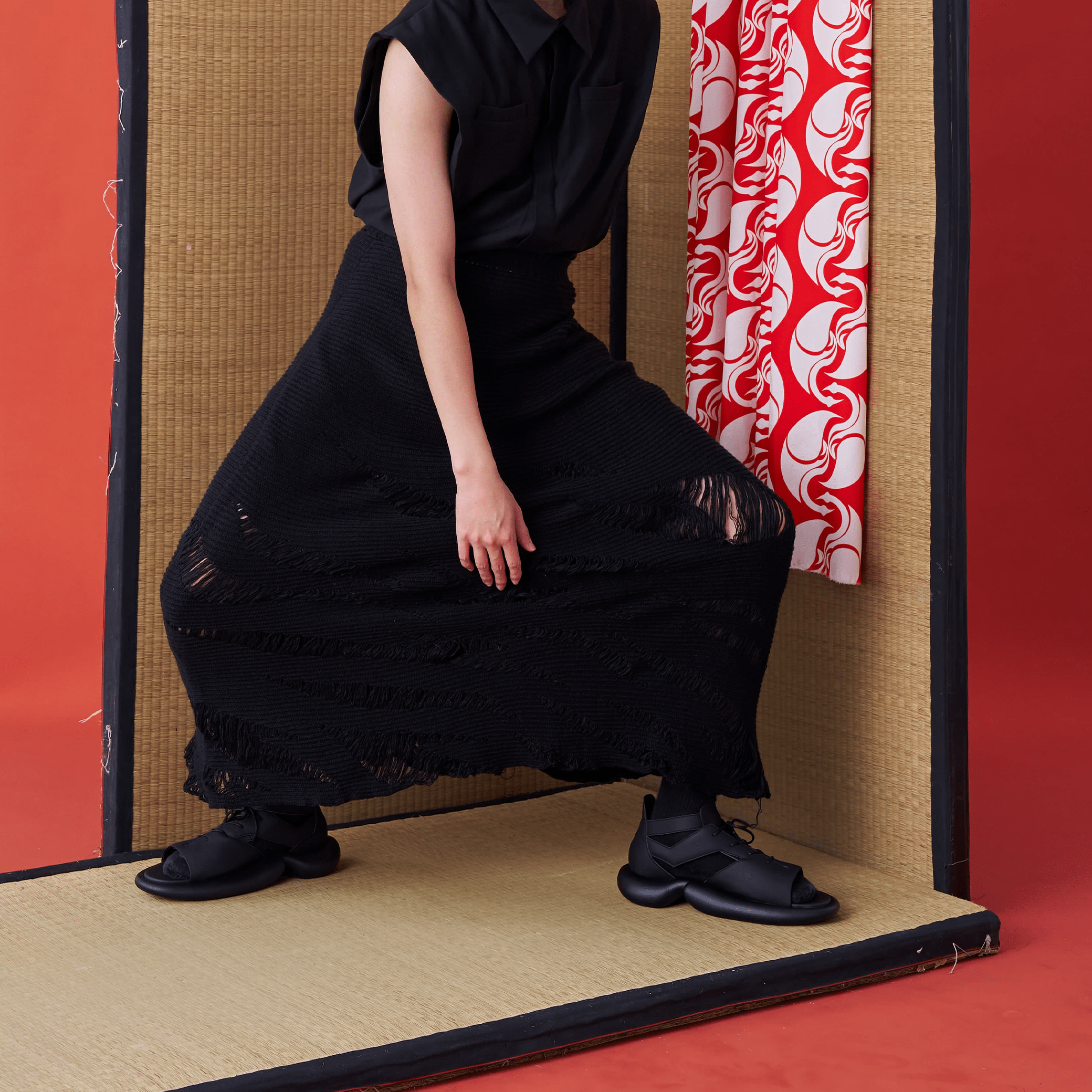 Deconstructed Tiger Stripe Knit Skirt - Avant Gardist