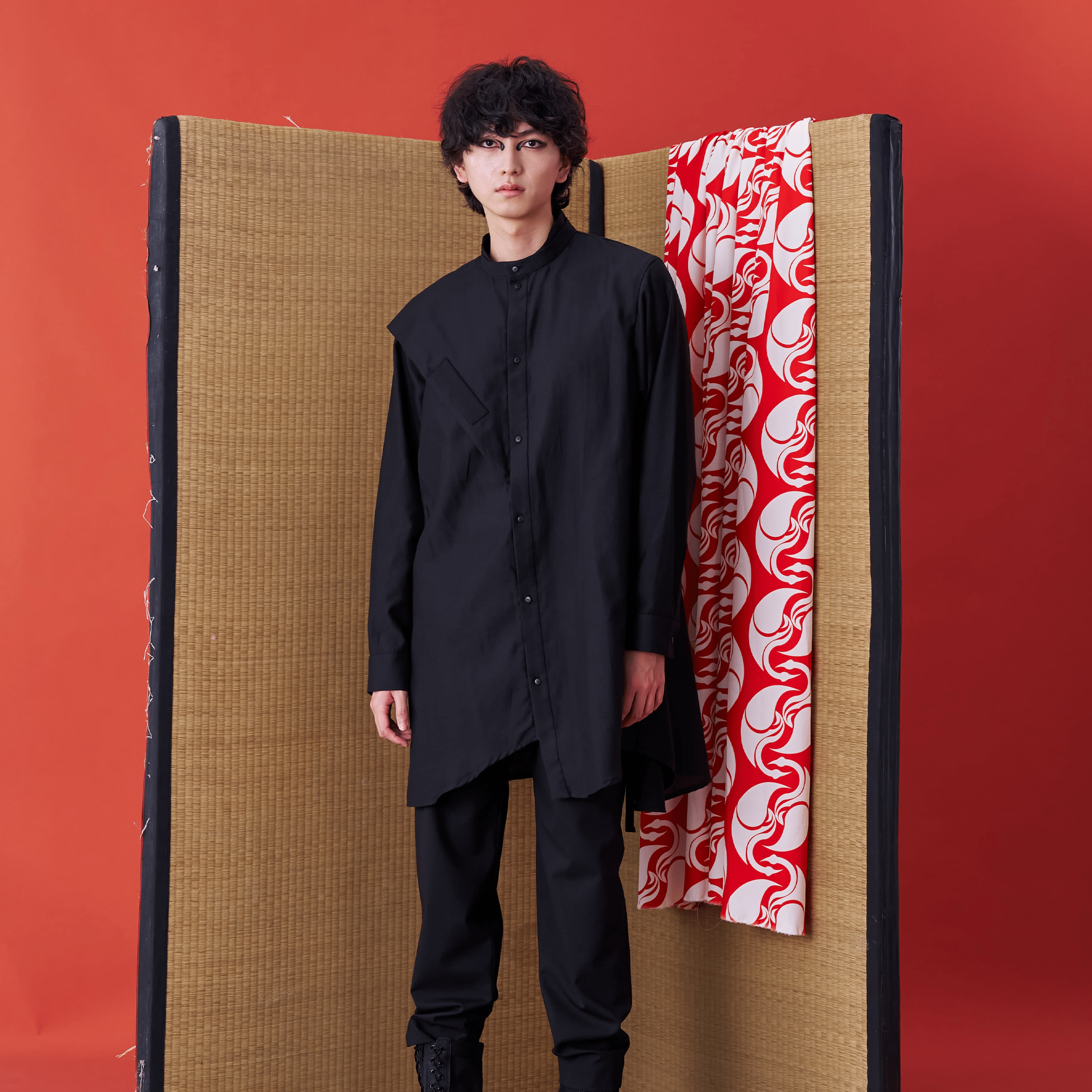 Deconstructed Drapey Longline Shirt with Asymmetrical Collar