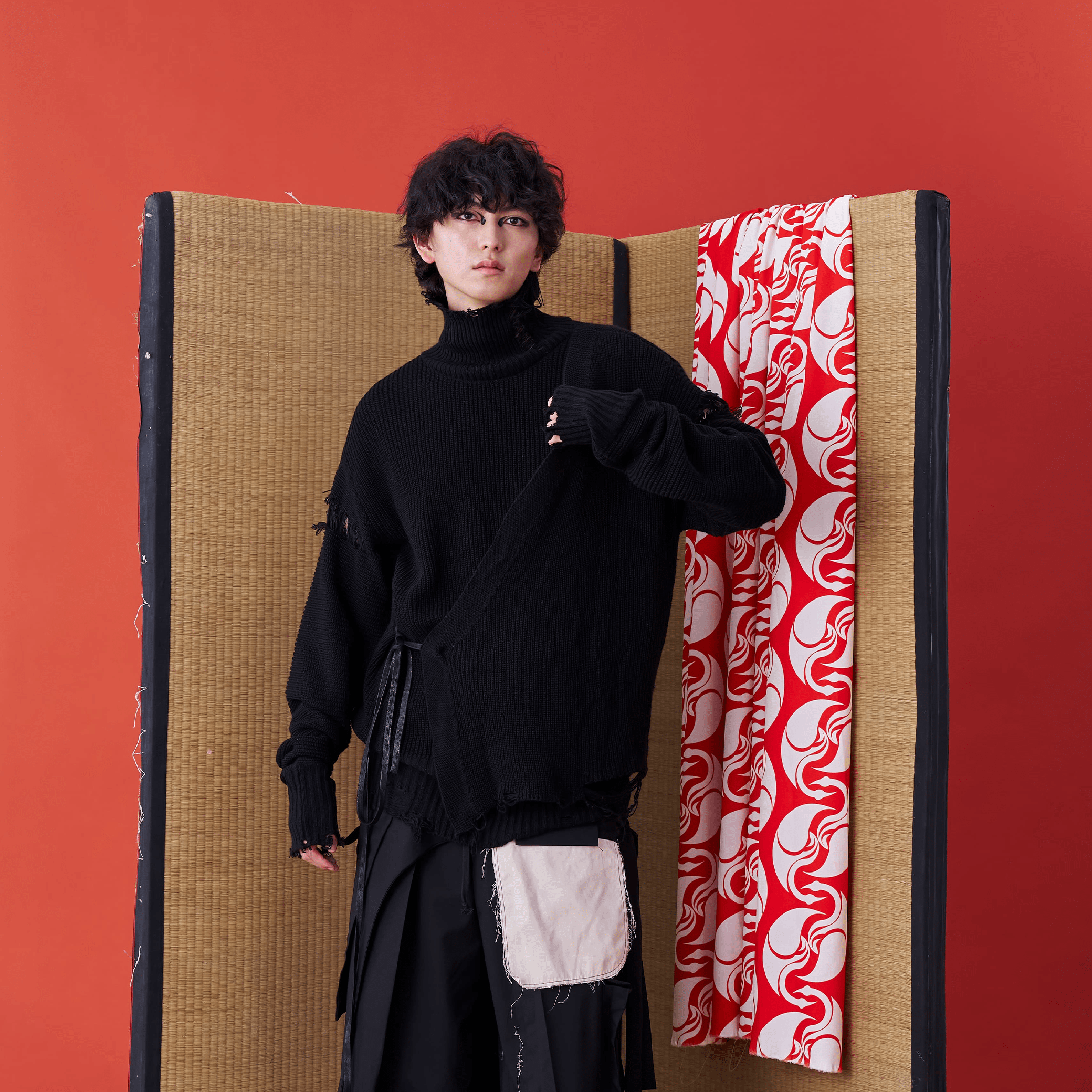 Deconstructed Sweater with Faux Front Placket and Side Tie Straps - Avant Gardist