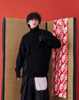 Deconstructed Sweater with Faux Front Placket and Side Tie Straps - Avant Gardist