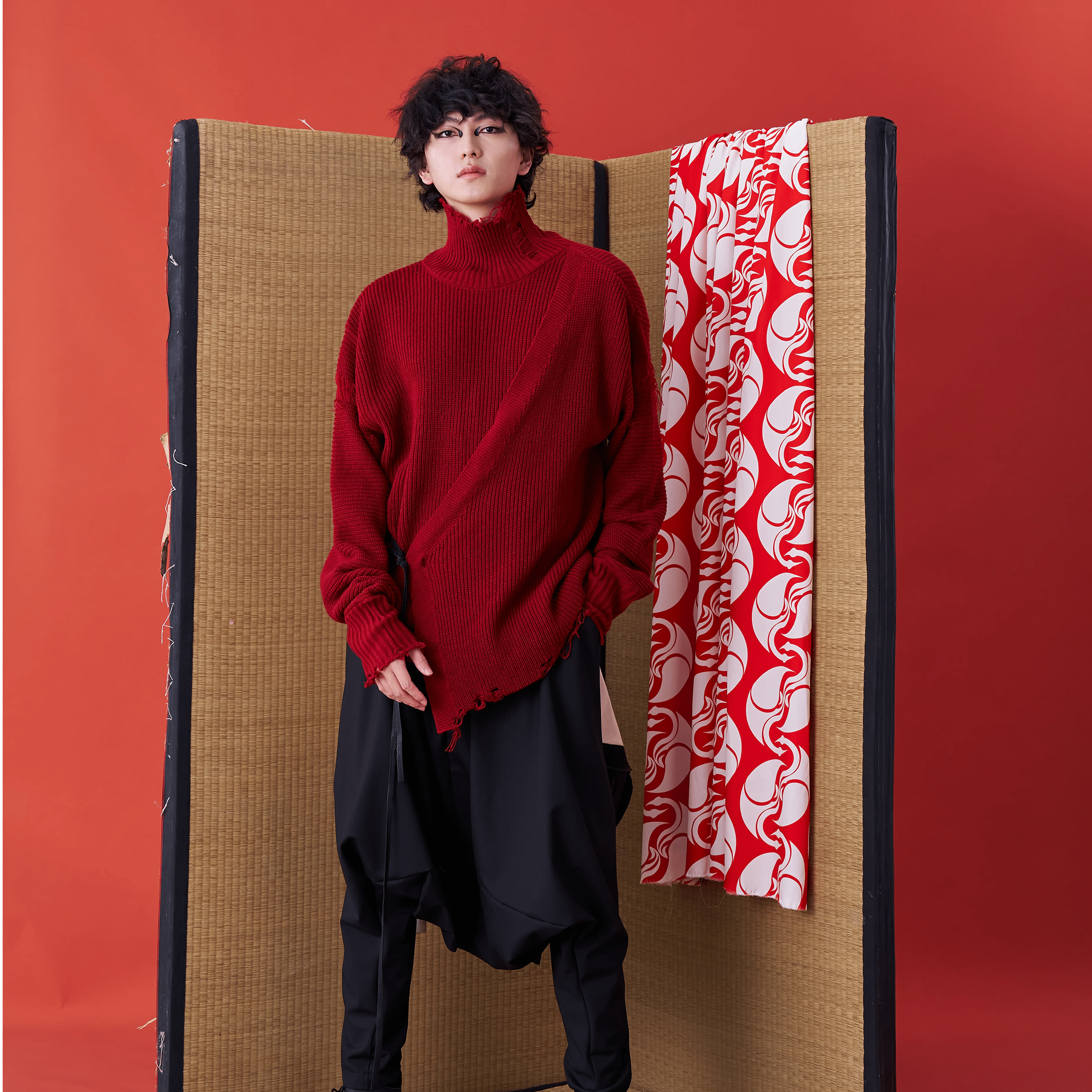 Deconstructed Sweater with Faux Front Placket and Side Tie Straps - Avant Gardist