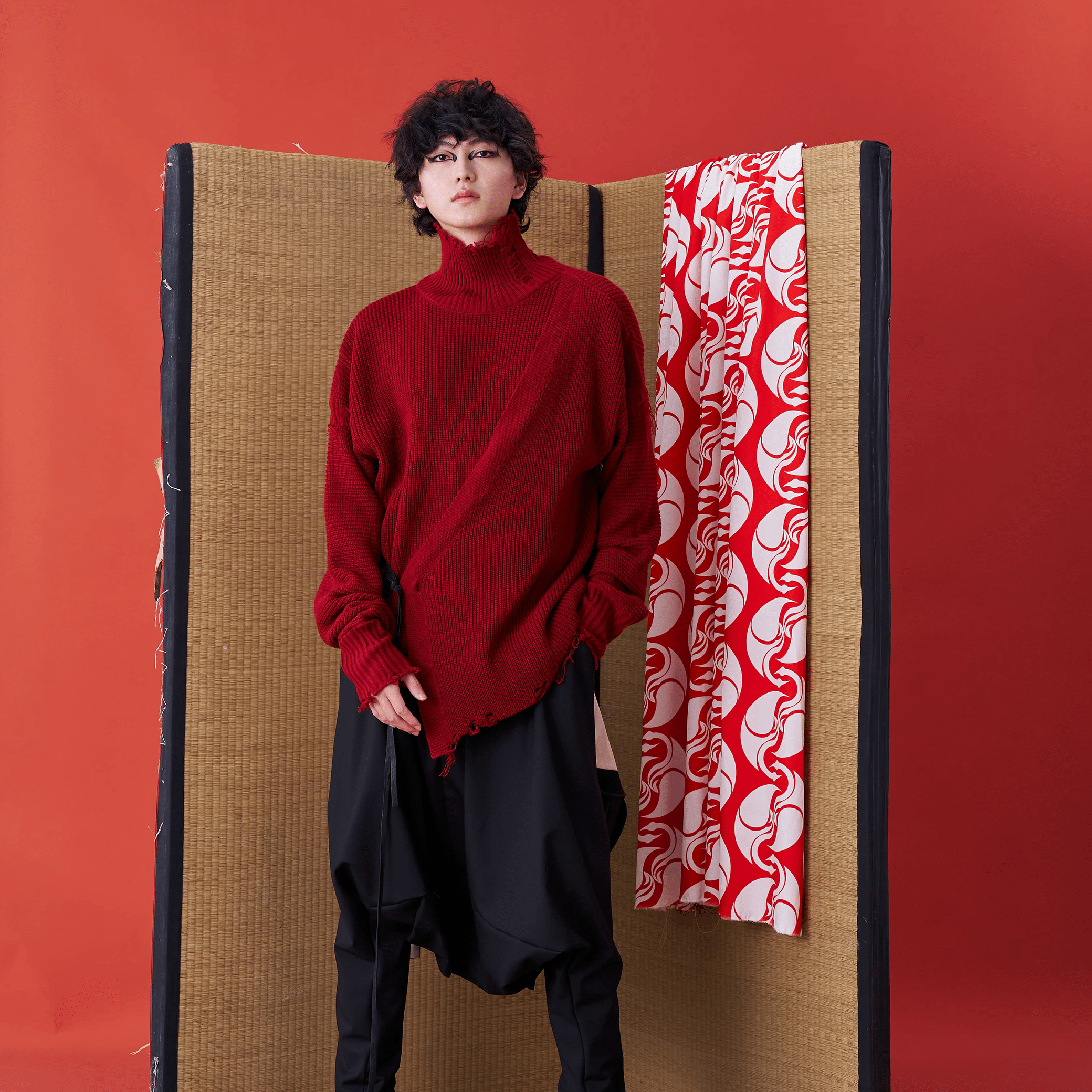 Deconstructed Sweater with Faux Front Placket and Side Tie Straps - Avant Gardist