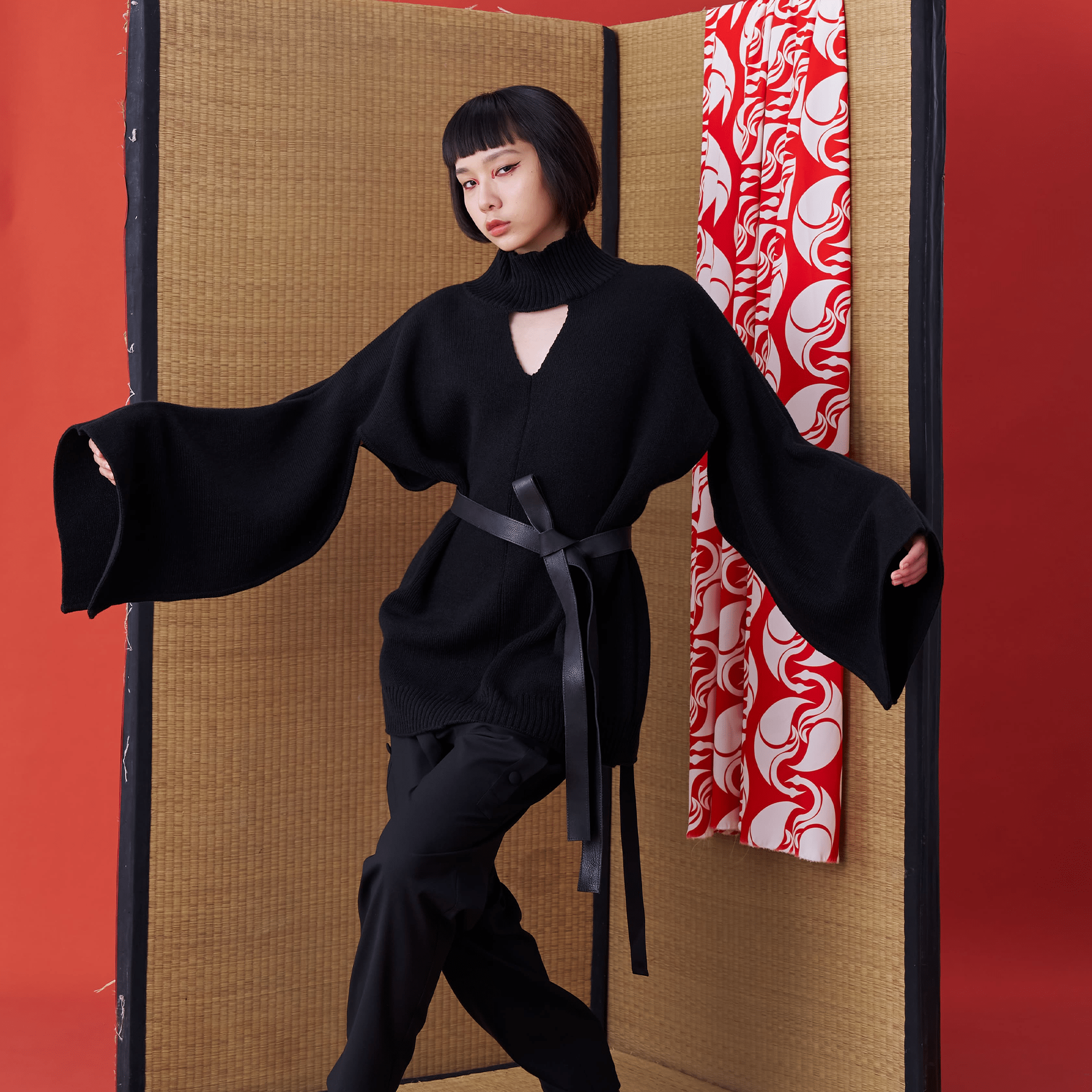 Deconstructed Kimono Sleeve Tie Sweater - Avant Gardist