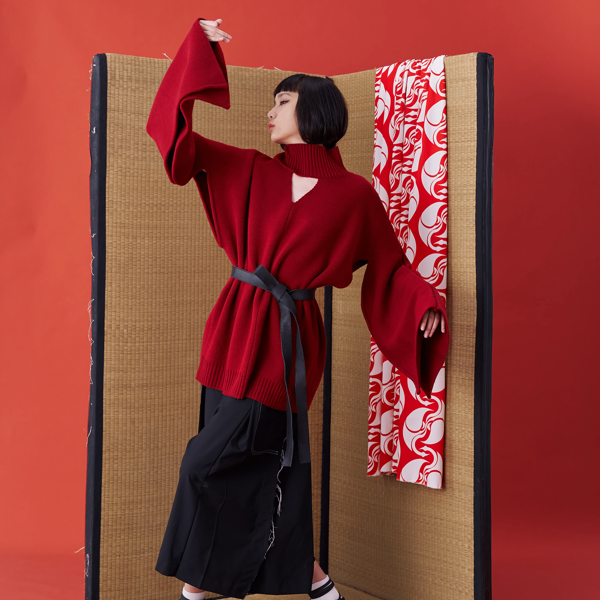 Deconstructed Kimono Sleeve Tie Sweater - Avant Gardist
