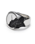 erosion - Round sterling silver signet ring