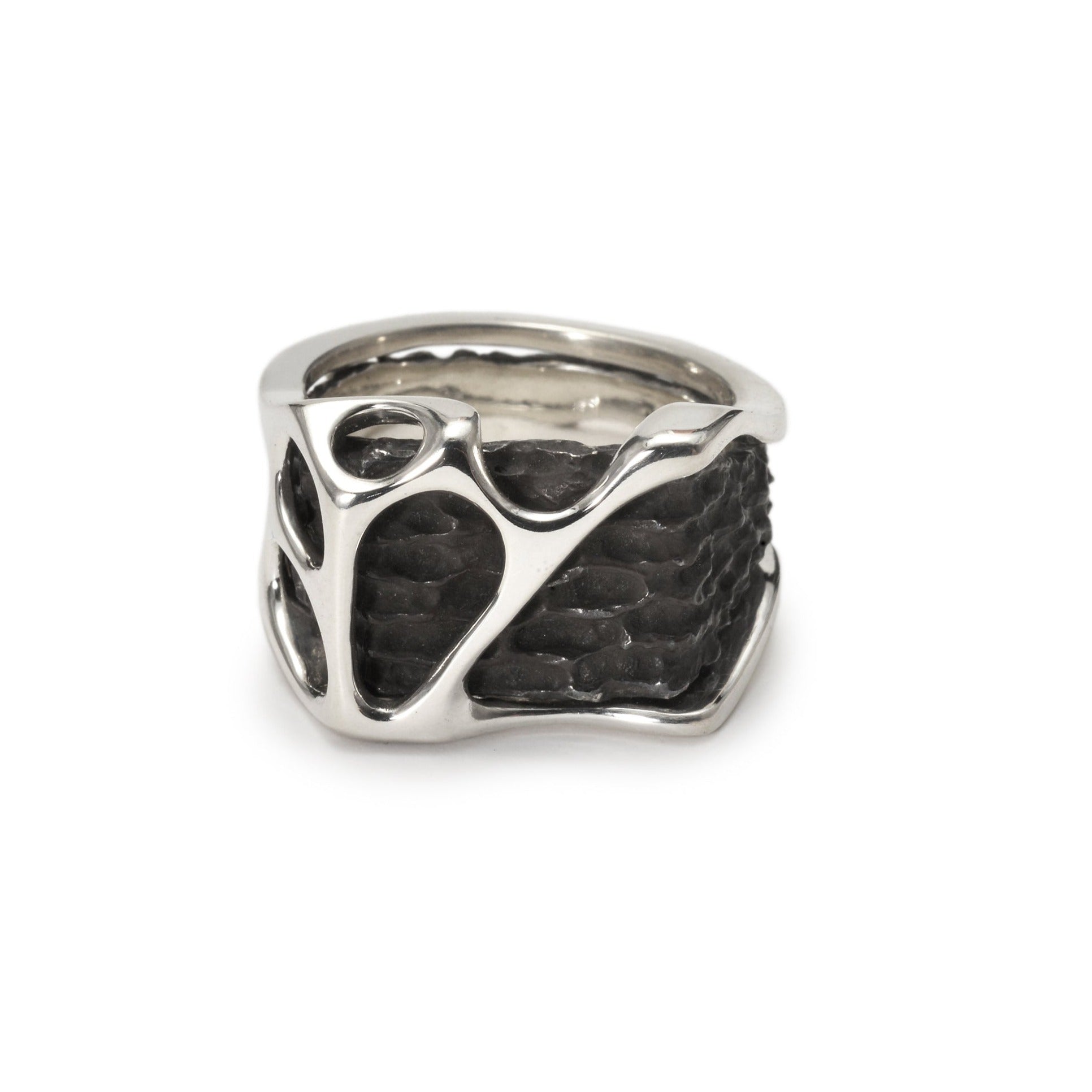 fusion - Square sterling silver combination signet ring