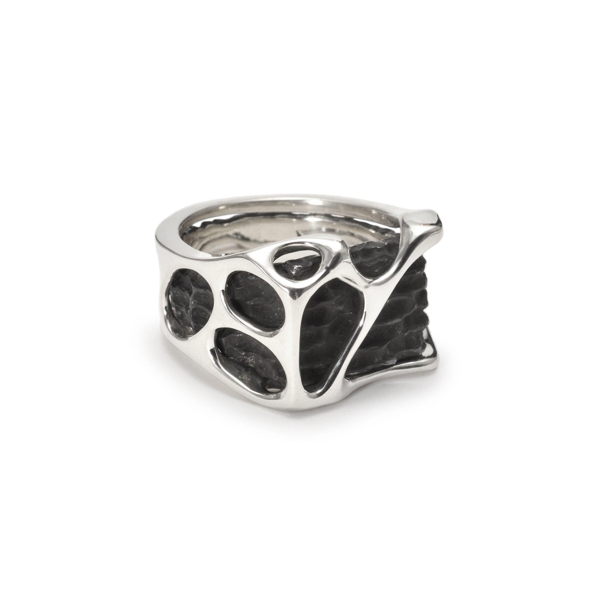 fusion - Square sterling silver combination signet ring