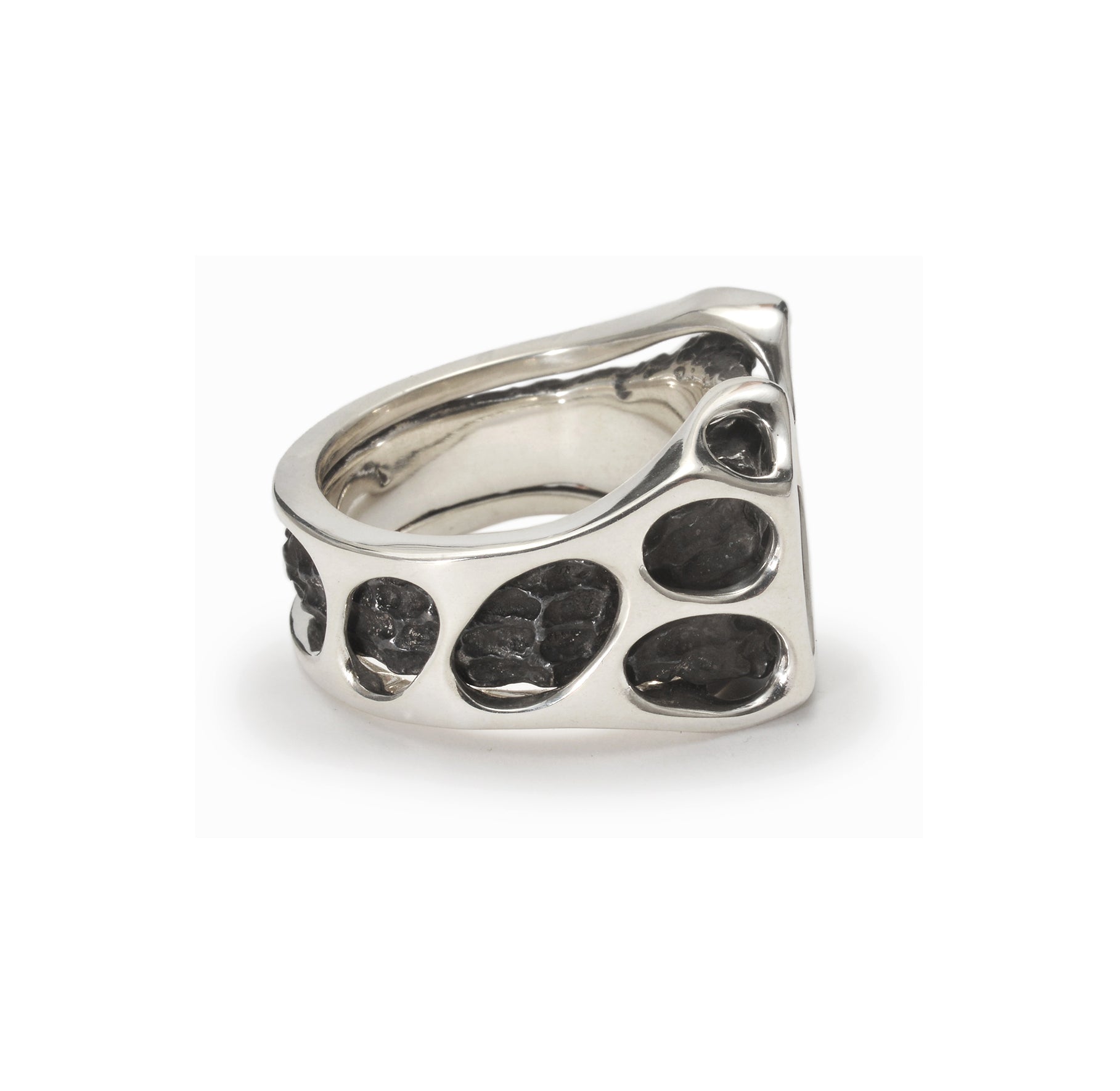 fusion - Square sterling silver combination signet ring