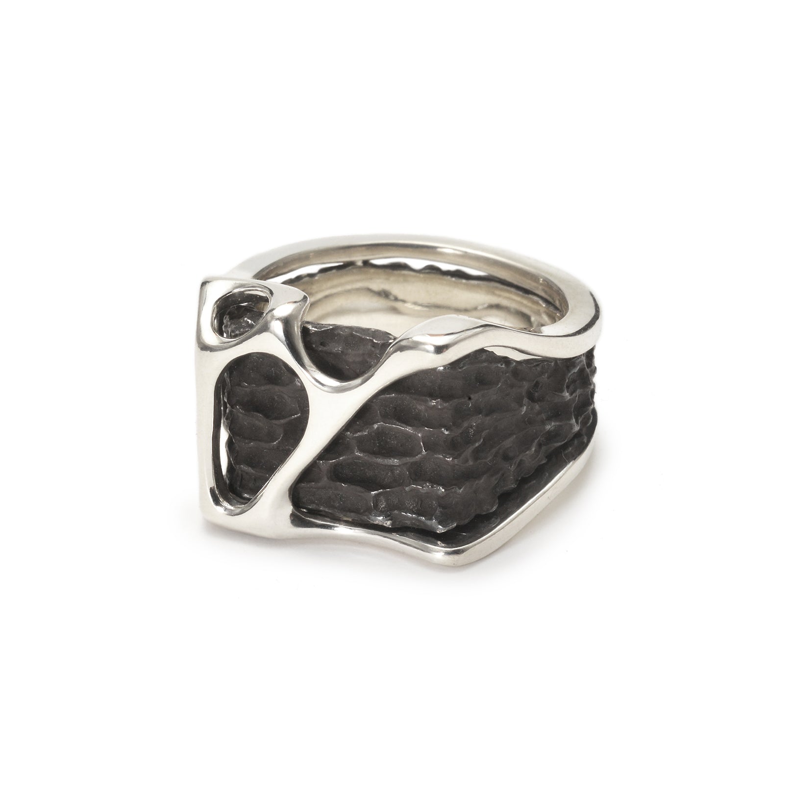 fusion - Square sterling silver combination signet ring