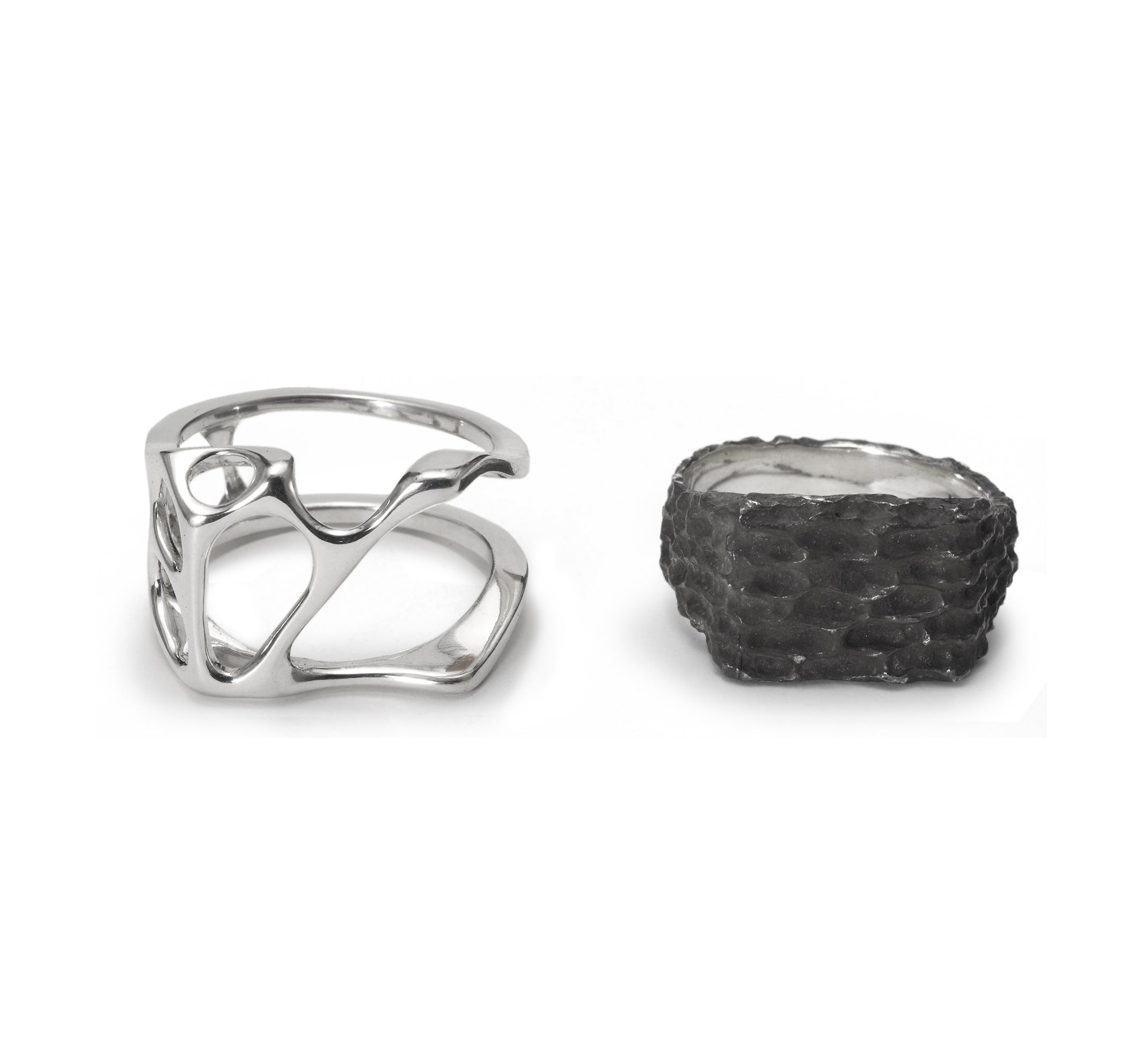 fusion - Square sterling silver combination signet ring