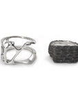 fusion - Square sterling silver combination signet ring