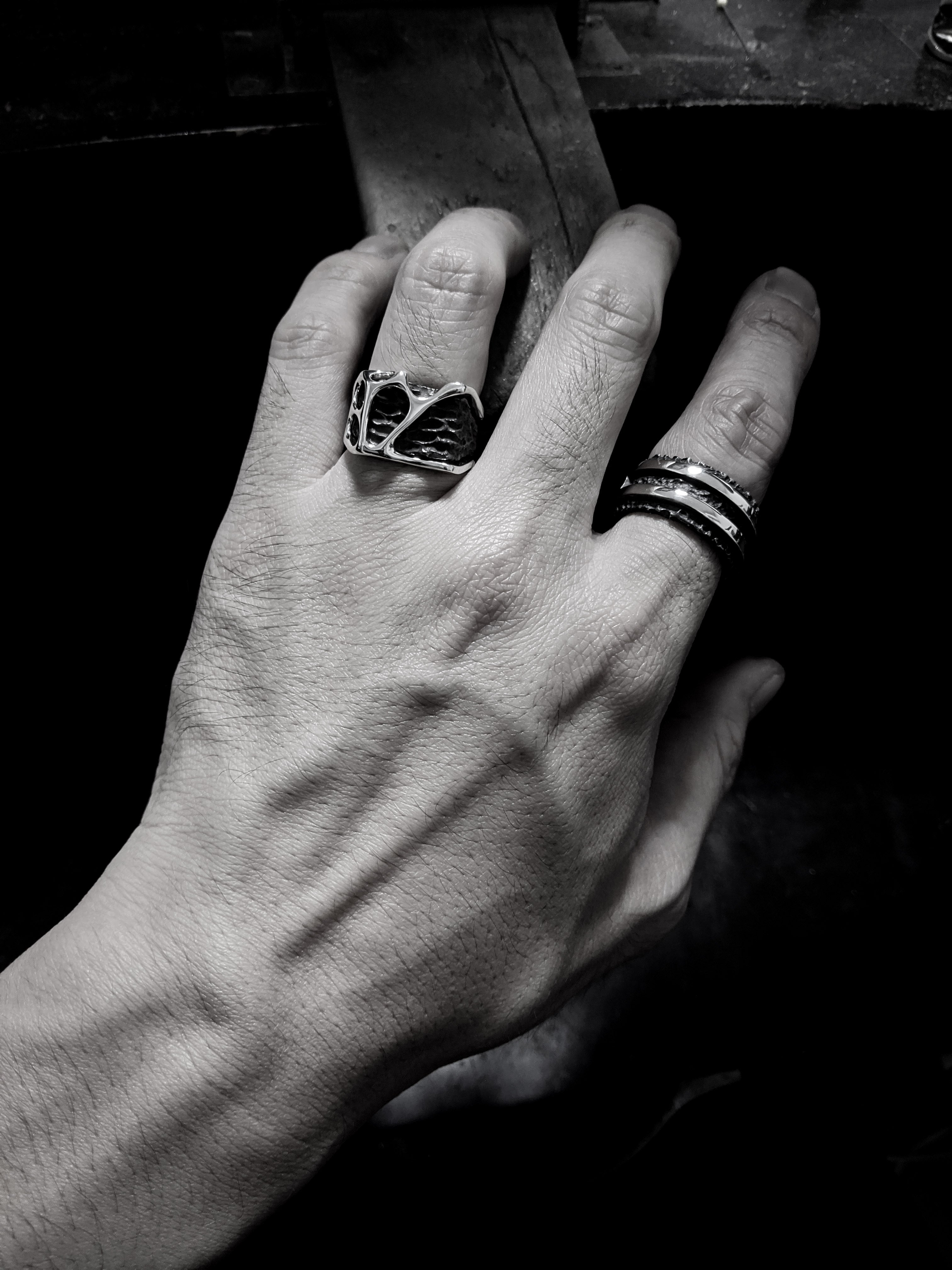 fusion - Square sterling silver combination signet ring