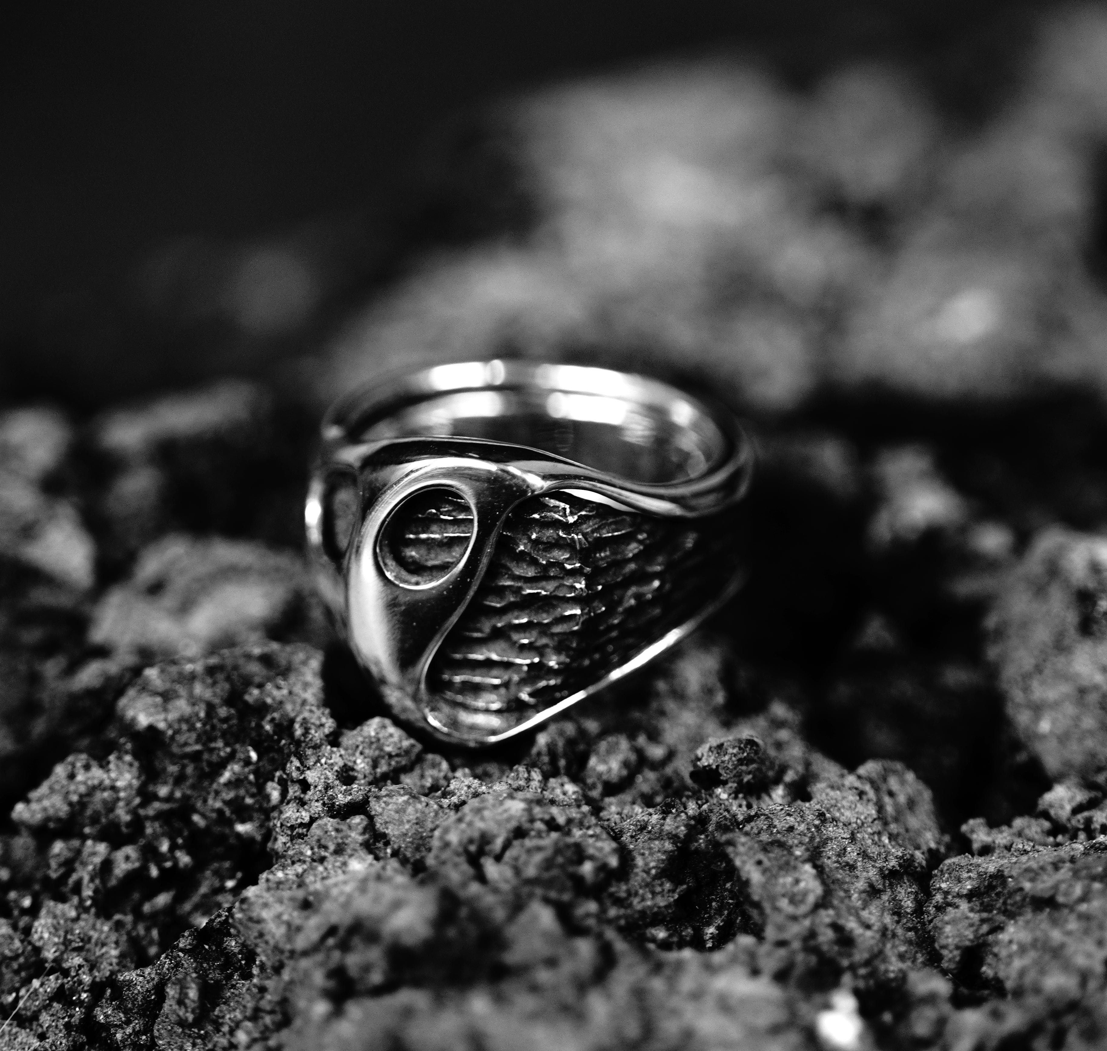 fusion - oval sterling silver combination signet ring - Avant Gardist