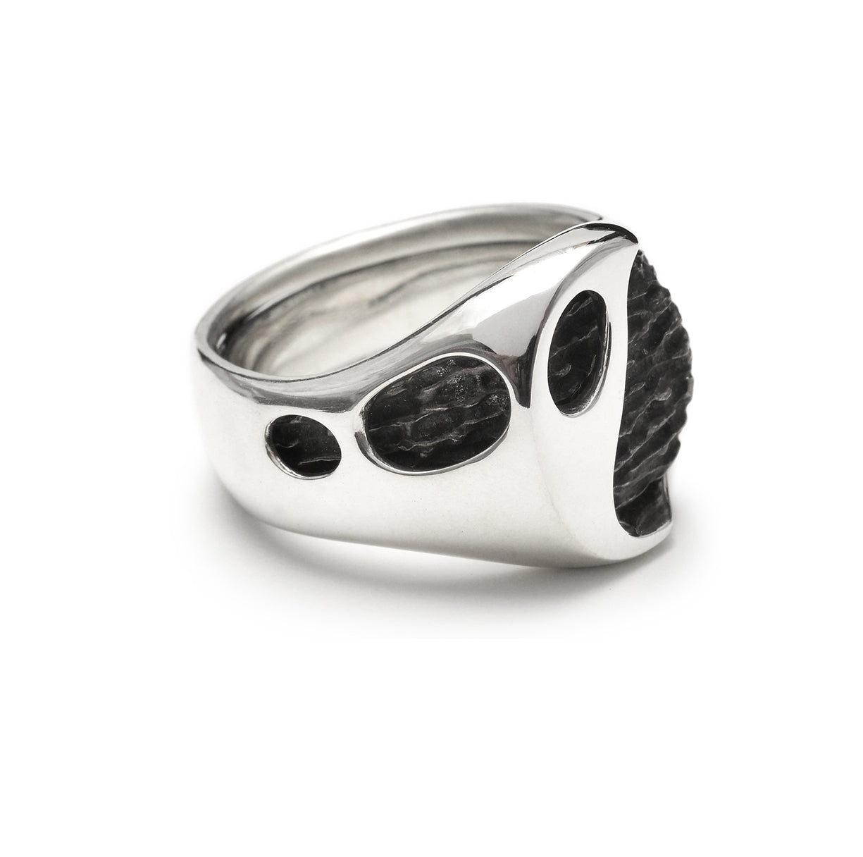 fusion - oval sterling silver combination signet ring - Avant Gardist